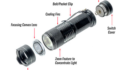 Tactical flashlight LED waterproof zoom lens product photo housewares tools outdoors safety camping 