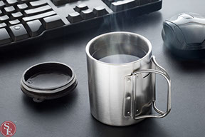 Coffee mug with lid coffee cup aluminum camping outdoors accessories housewares office product photo